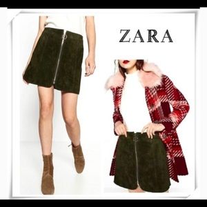 Zara olive green suede mini skirt in a size Small.